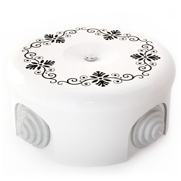 Керамическая распределительная коробка D90 mm с декором №4, Lindas