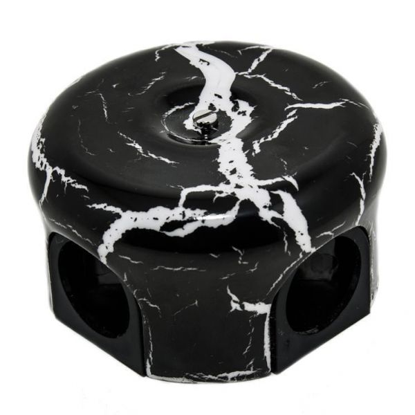 Керамическая распредкоробка D78мм, декор черный мрамор